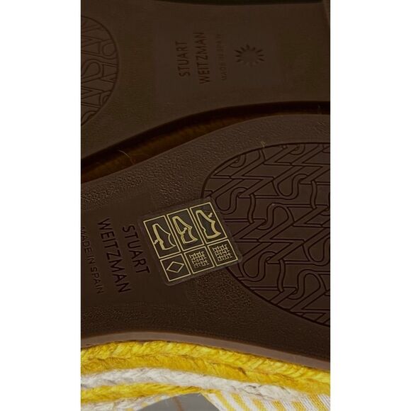 STUART WEITZMAN Minela Striped Wedge Espadrille Yellow White Size 6.5 SEE DESCR - Picture 14 of 15